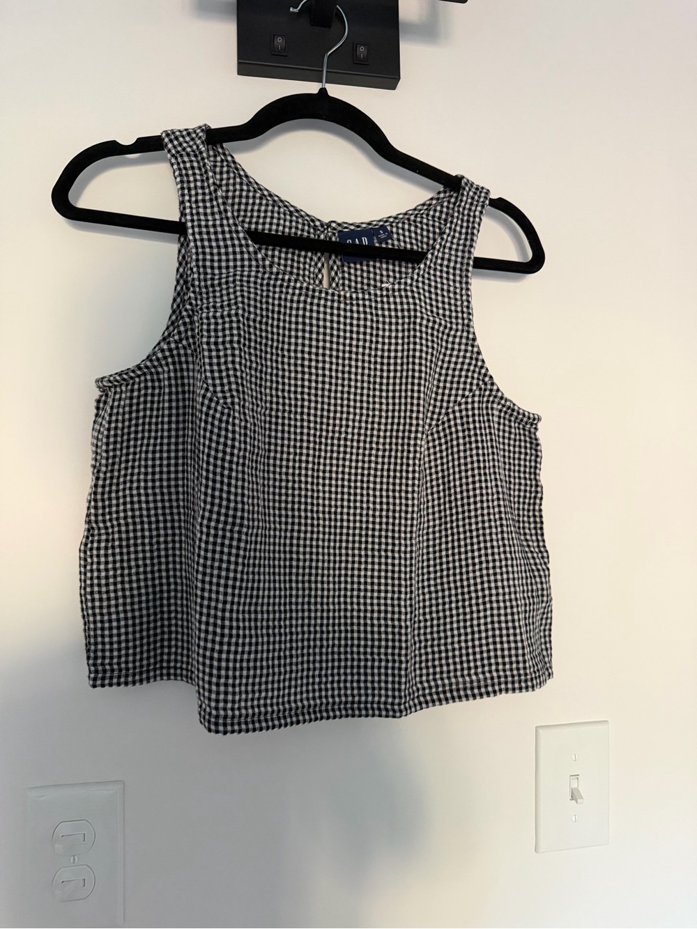 GAP Black & White Gingham Cotton Gauze Tank Top